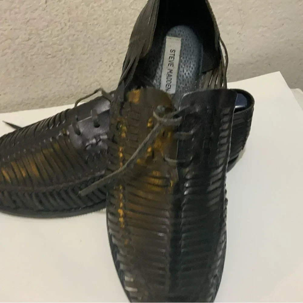 Steve Madden Men's Woven Leather Slip On Loafer black Size 12M soft soles